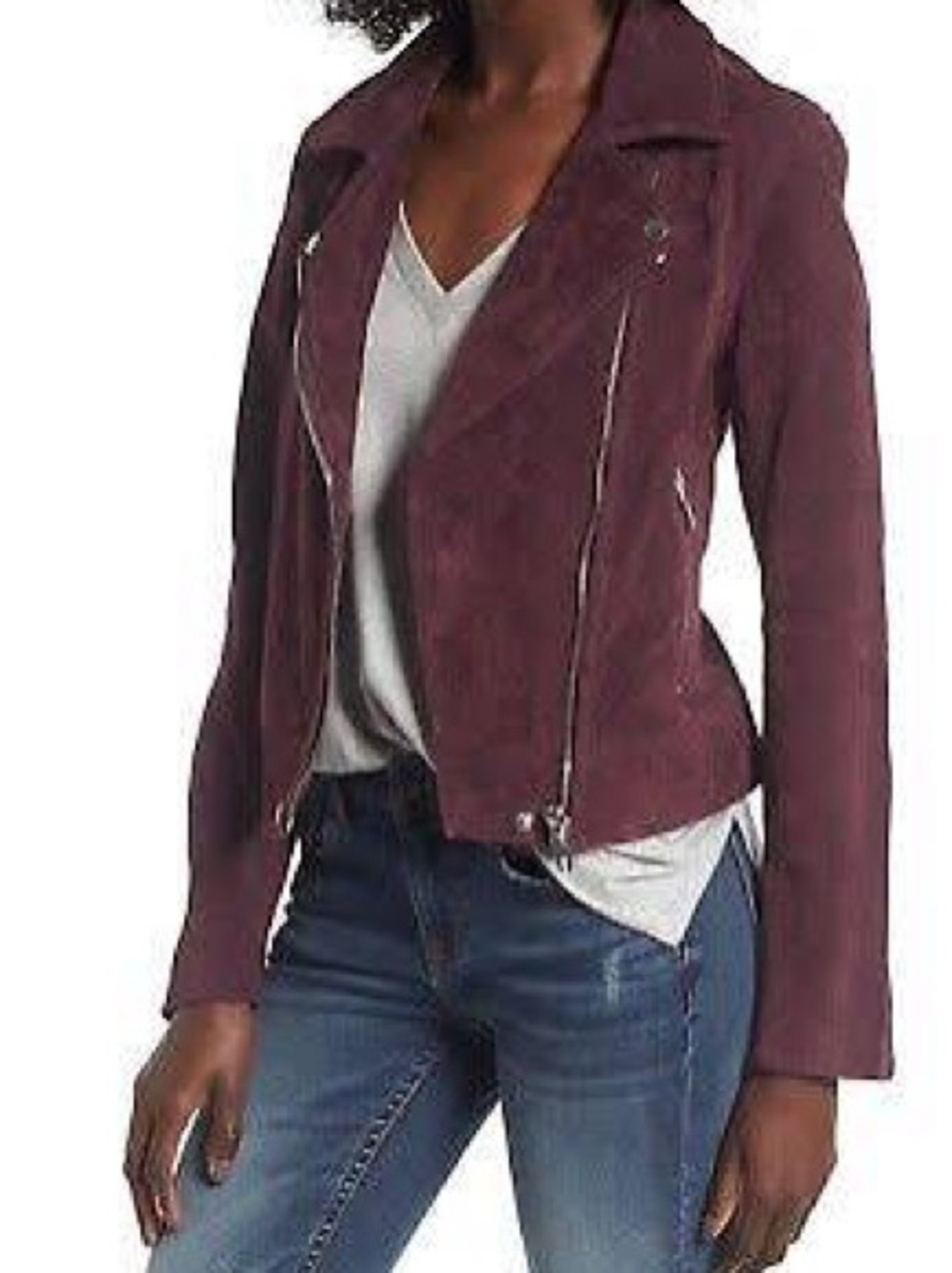 Blank NYC No Limit Suede Moto Jacket - plum/purple color